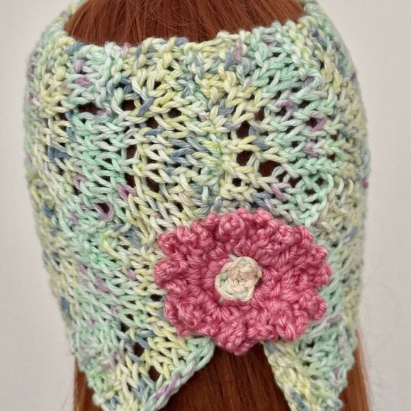 Hand Knits 2 Love Cotton Headband Headwrap Bandana Lace Flowers Cotton Mint Hip main image 10